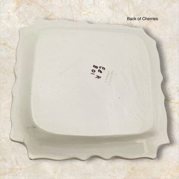 Italian Hand Painted 7in Fruit Designs Salad Plates Dip Bowls Set 4 Vintage - Picture 4 of 11